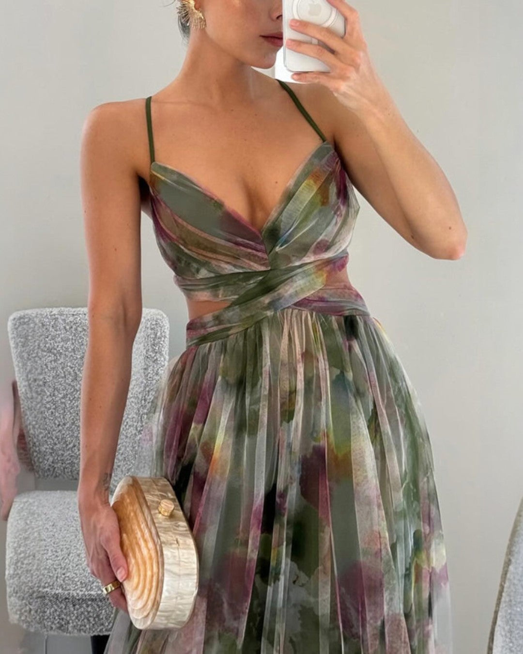 Virelle | Robe longue de luxe à imprimé floral raffiné