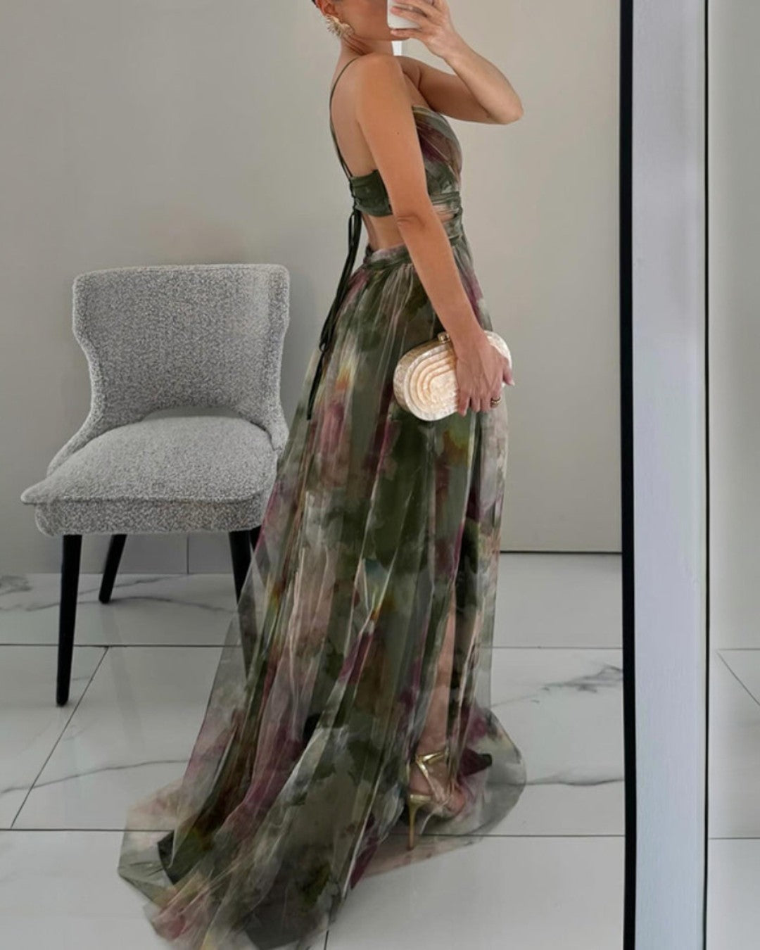 Virelle | Robe longue de luxe à imprimé floral raffiné