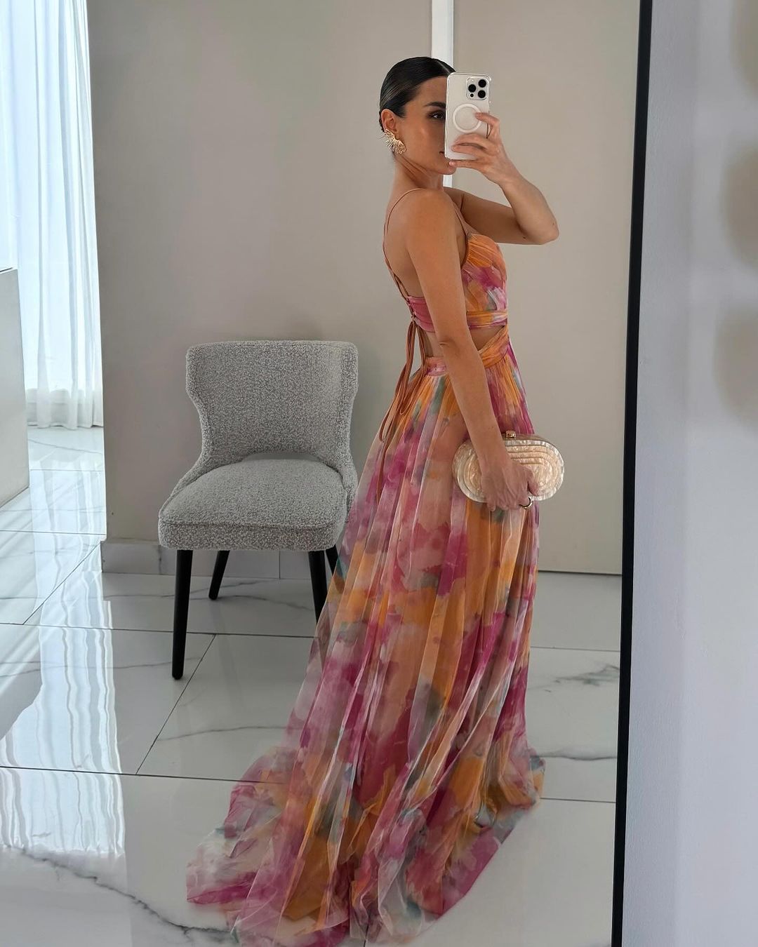 Virelle | Robe longue de luxe à imprimé floral raffiné