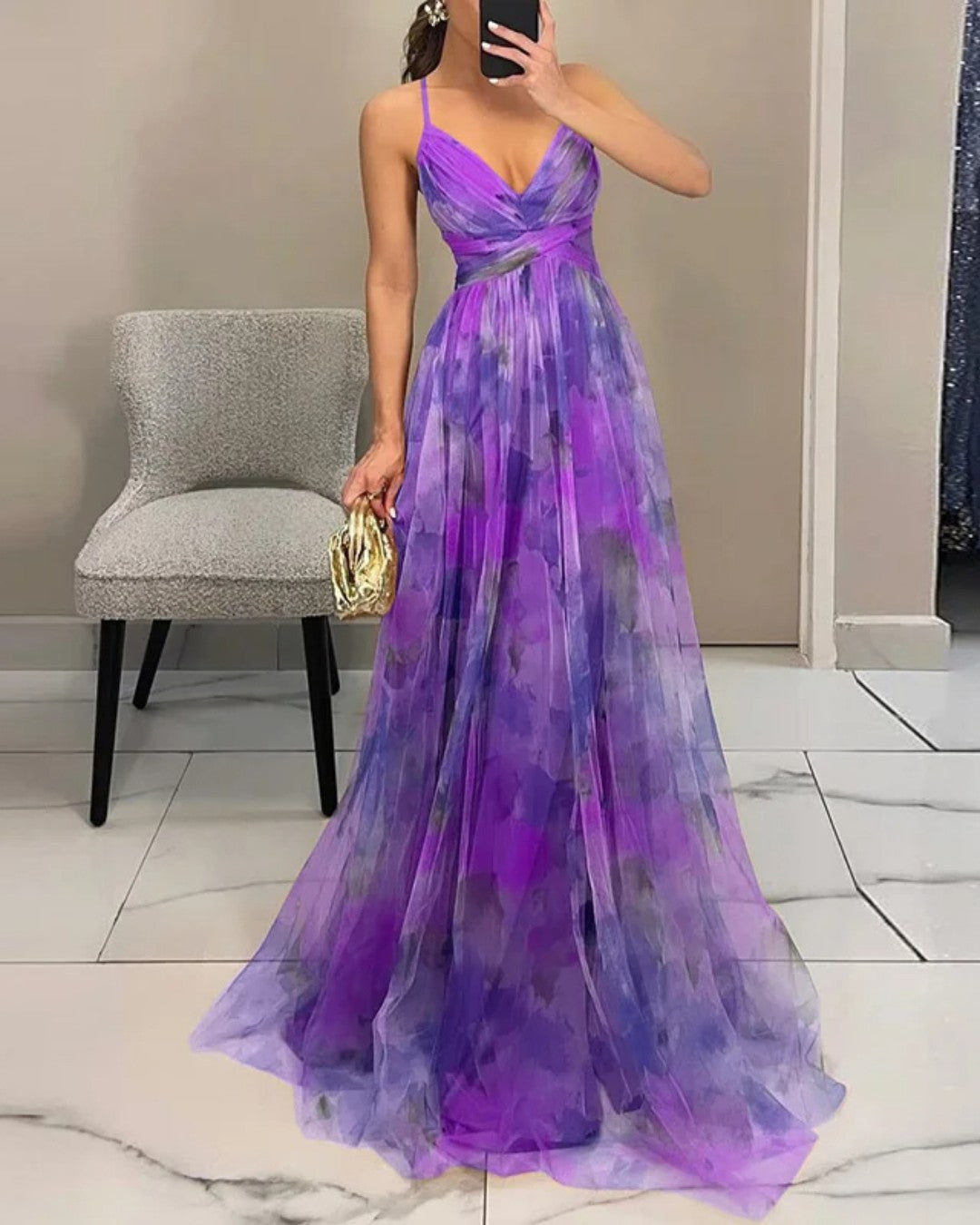 Virelle | Robe longue de luxe à imprimé floral raffiné