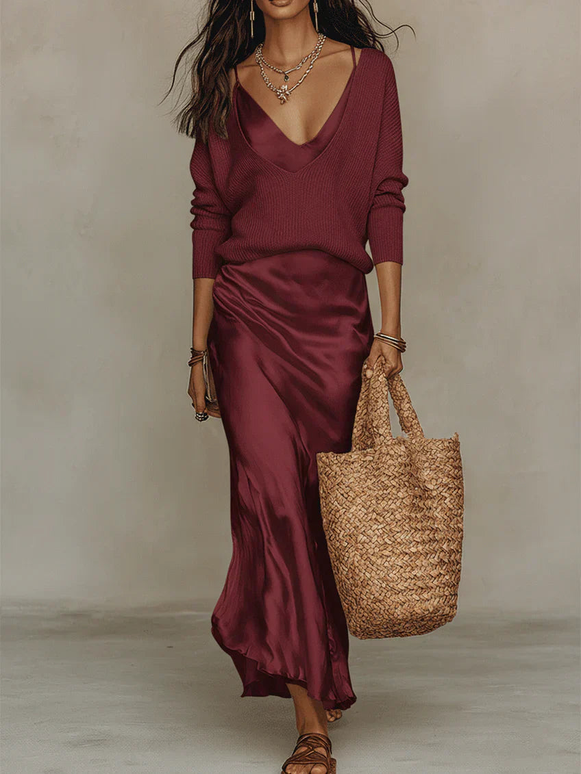 Duo Chic : Robe Midi et Pull Harmonisé