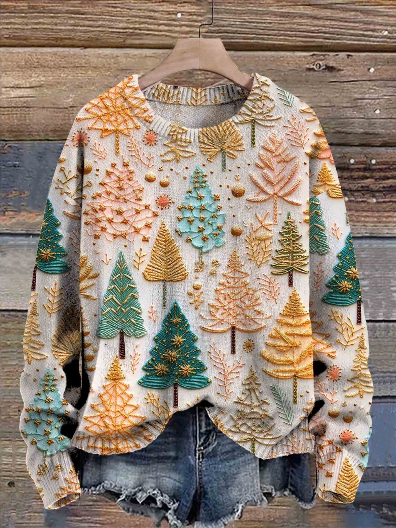 Chandail chaud et confortable avec des arbres de Noël