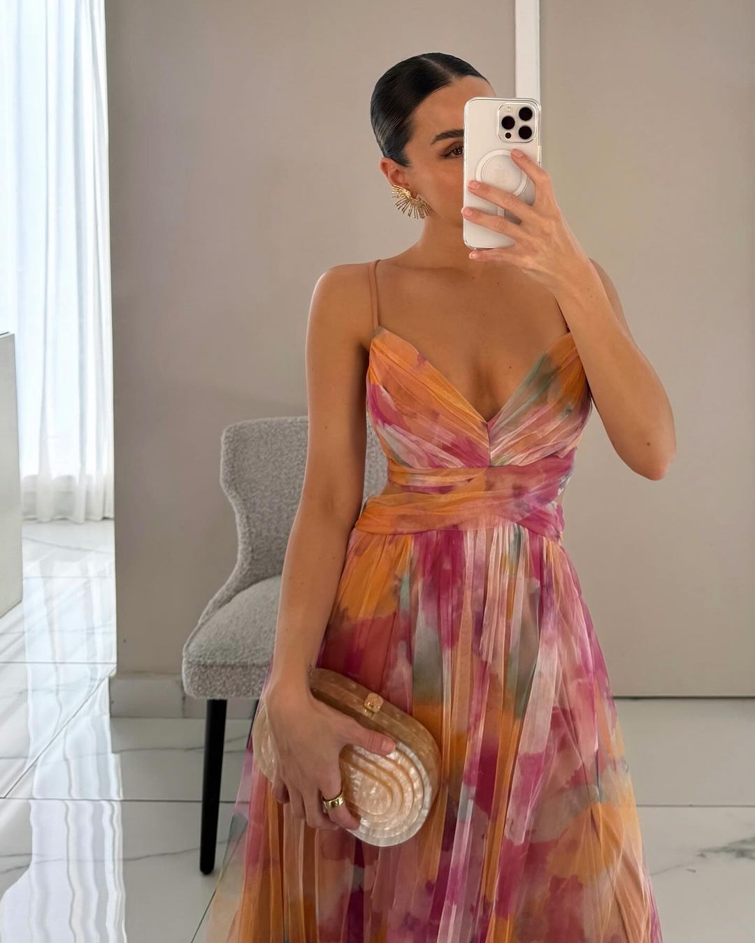 Virelle | Robe longue de luxe à imprimé floral raffiné