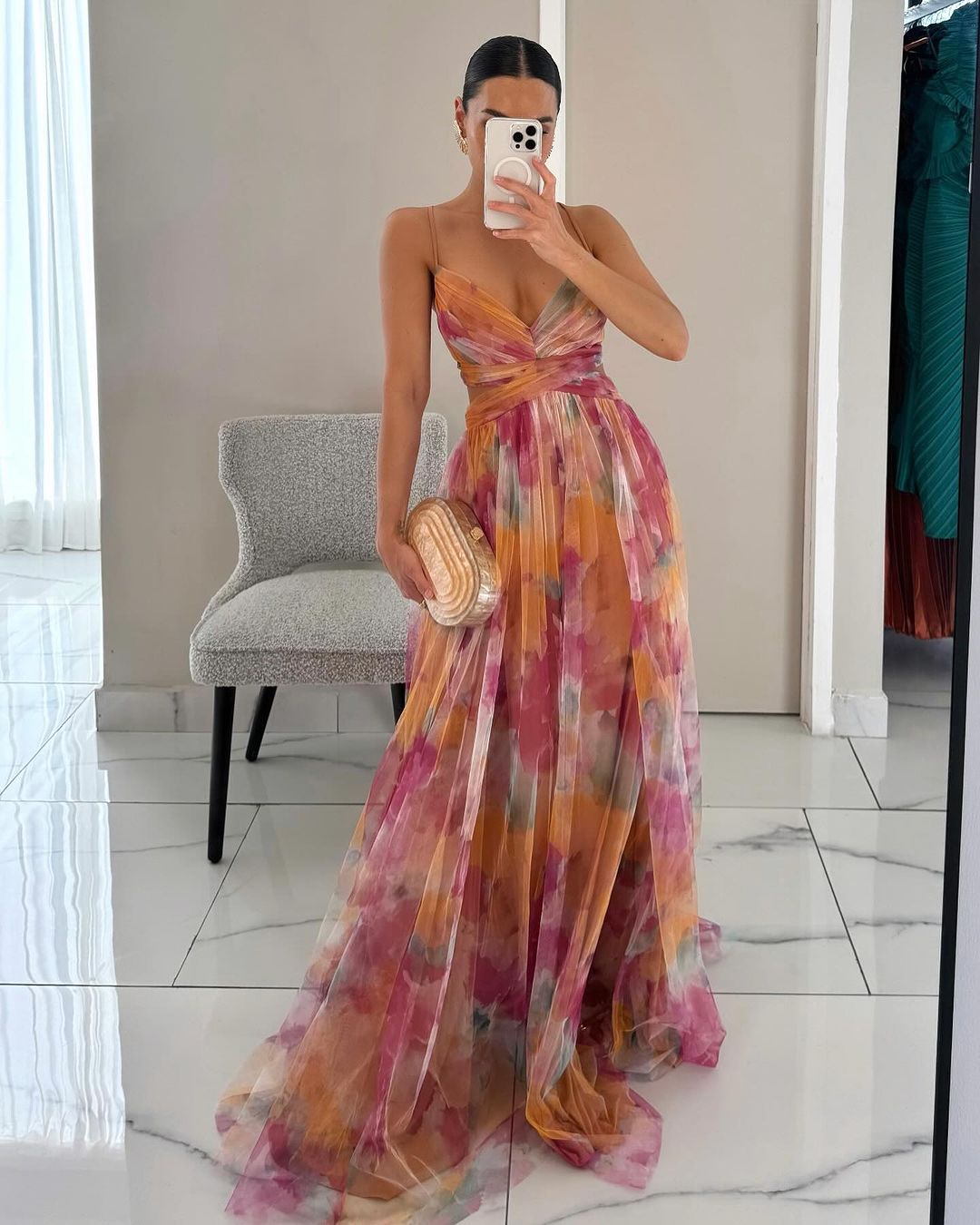 Virelle | Robe longue de luxe à imprimé floral raffiné