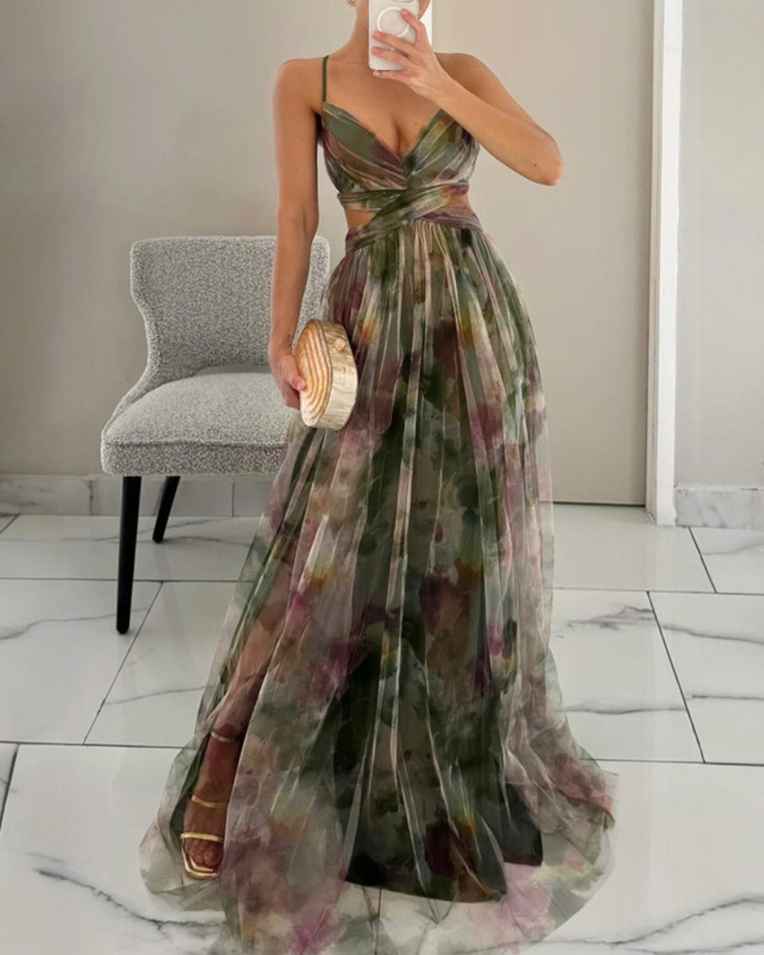 Virelle | Robe longue de luxe à imprimé floral raffiné