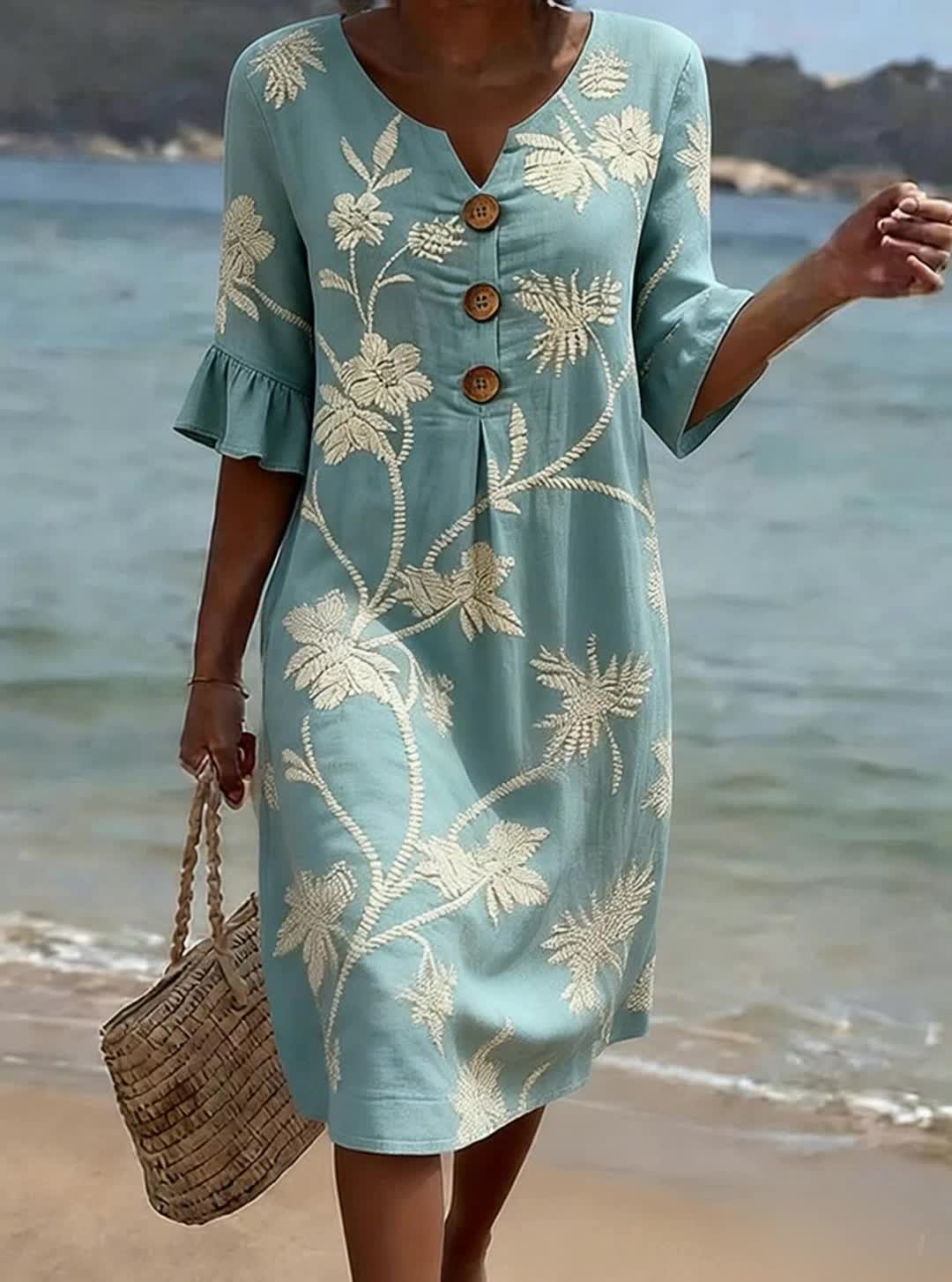 Robe d’été fluide en coton-lin à imprimé floral